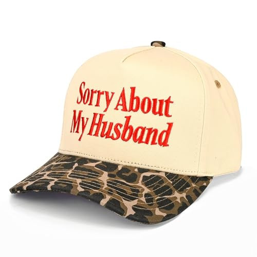 Premium Embroidered Hat | Sorry About My Husband Hat (US, Alpha, One Size, Leopard/Natural) | Amazon (US)