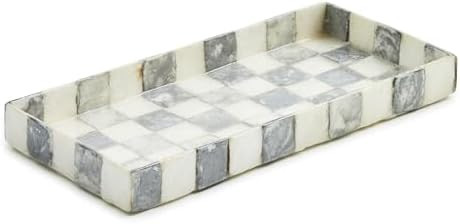 MACKENZIE-CHILDS Capiz Vanity Tray, Rectangular Tray Decor, Gray-and-White Sterling Check | Amazon (US)