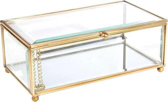 Home Details Rectangular Glass Keepsake Box | Jewelry Organizer | Decorative Accent | Vanity | Ta... | Amazon (US)