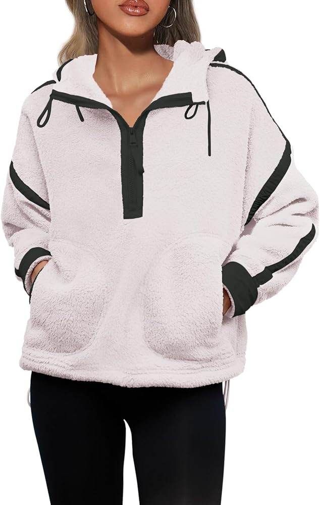 Panadila Womens Half Zip Fleece Pullover Oversized Hoodies Fuzzy Hooded Sweatshirt Cozy Sherpa Ja... | Amazon (US)