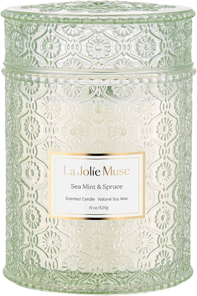 LA JOLIE MUSE Sea Mint & Spruce Scented Candle, Peppermint Candle, Large Jar Candle Gift, Candle ... | Amazon (US)