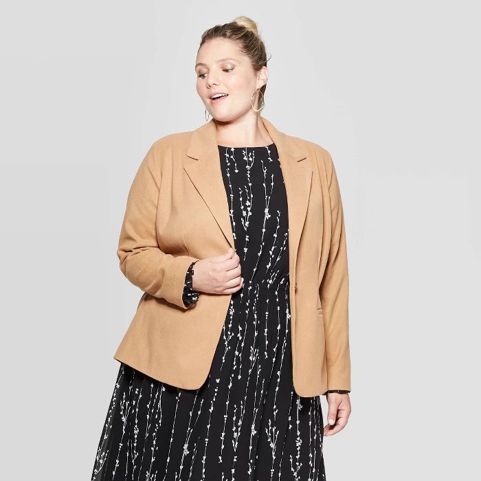 Women's Plus Size Blazer - Ava & Viv™ Tan | Target