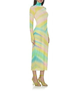 AFRM Shailene Printed Mesh Turtleneck Long Sleeve Midi Dress - L | Dillard's
