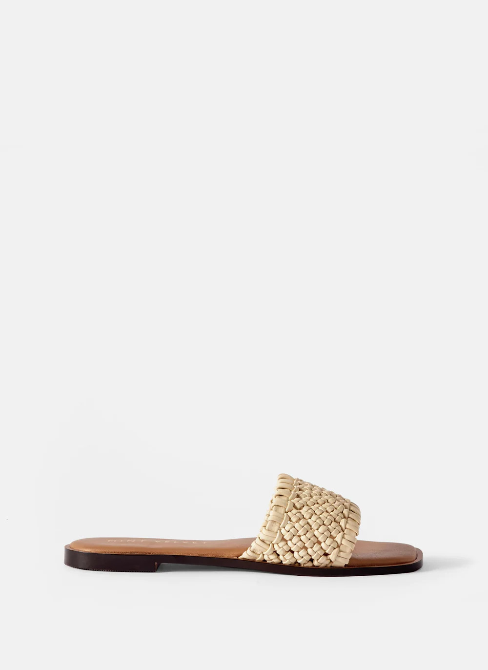 Sophie Cream Leather Woven Sliders | Mint Velvet