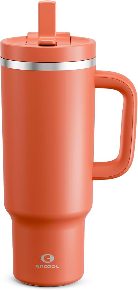 ENCOOL 40 oz Tumbler with Handle and Straw: Stainless Steel Insulated Tumbler Keeps Cold for 24 H... | Amazon (US)