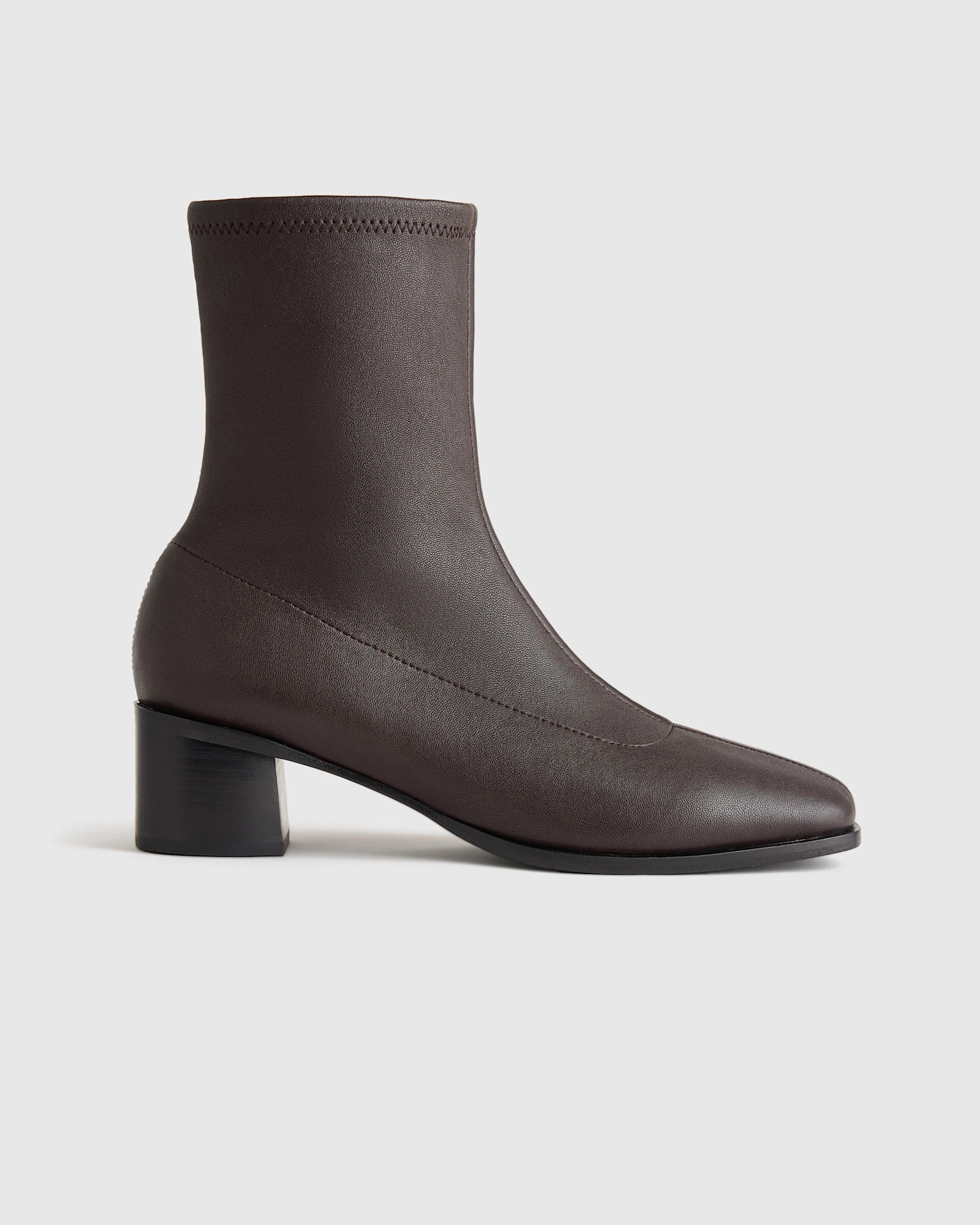 Quince | Women's Italian Leather Stretch Sock Bootie in Black, Size 7 | Quince