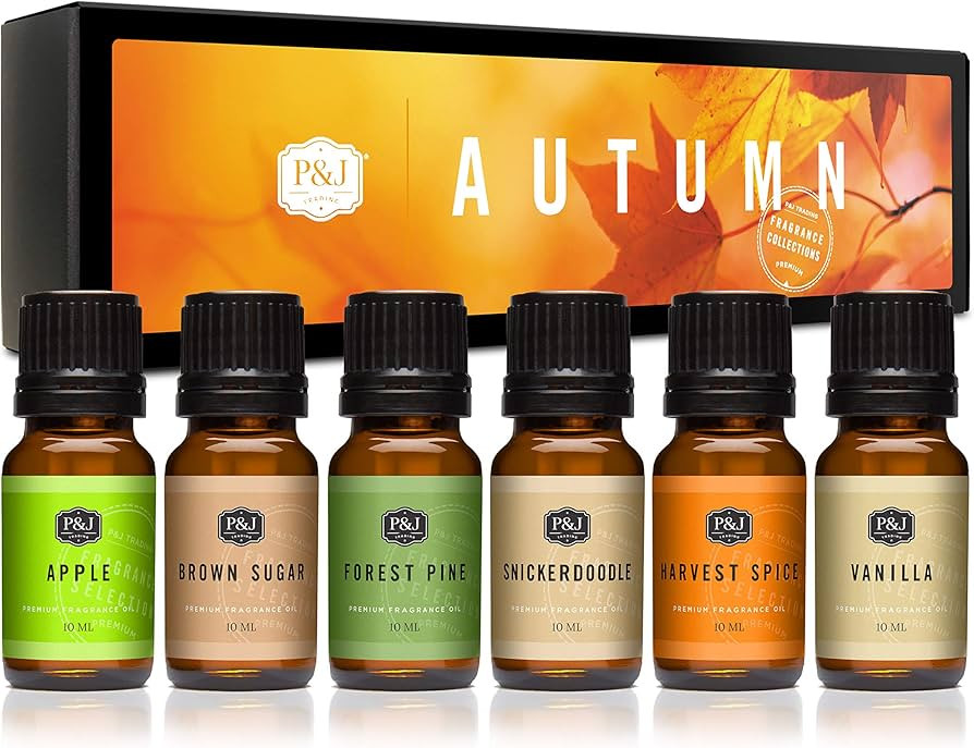 P&J Fragrance Oil Autumn Set | Brown Sugar, Apple, Harvest Spice, Vanilla, Forest Pine, and Snick... | Amazon (US)