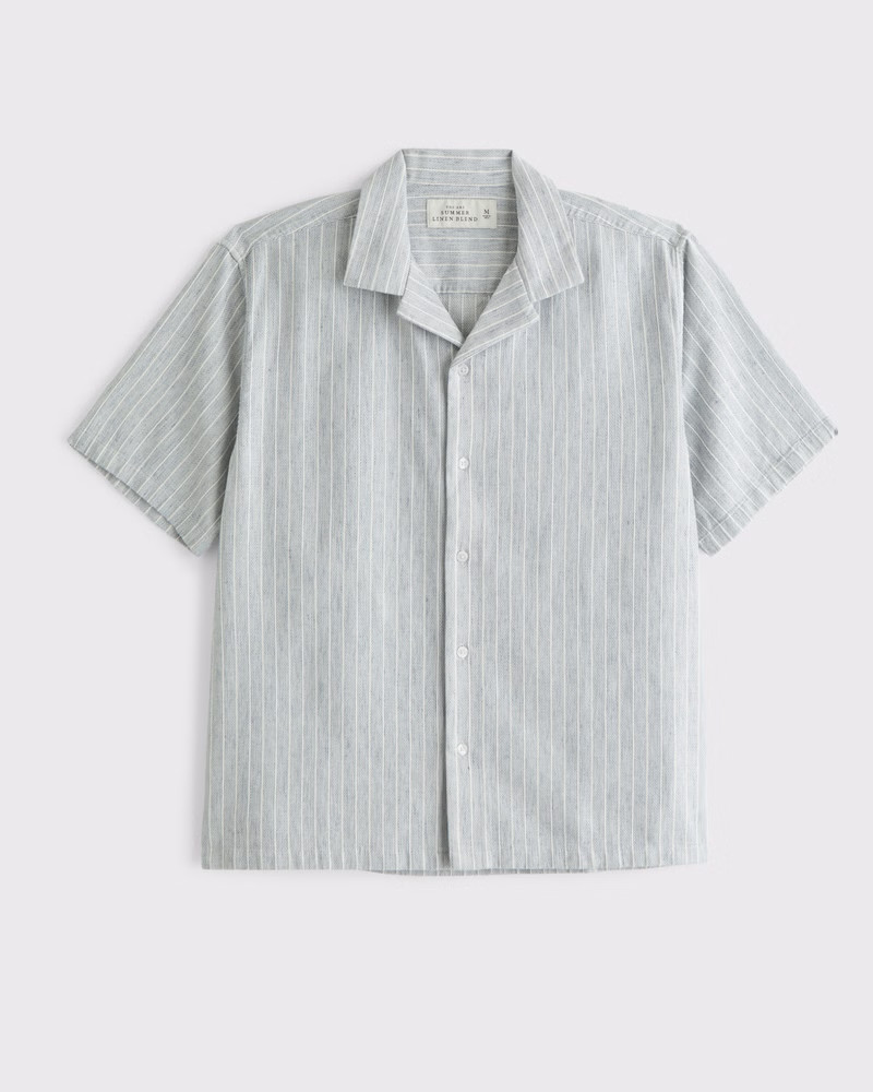 Men's Camp Collar Summer Linen-Blend Shirt | Men's Tops | Abercrombie.com | Abercrombie & Fitch (US)
