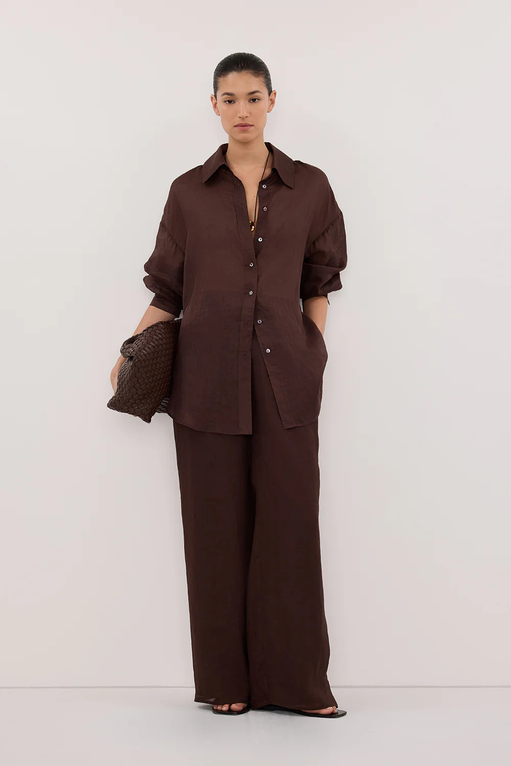 GINNY BURNT CHOC RAMIE SHIRT | DISSH