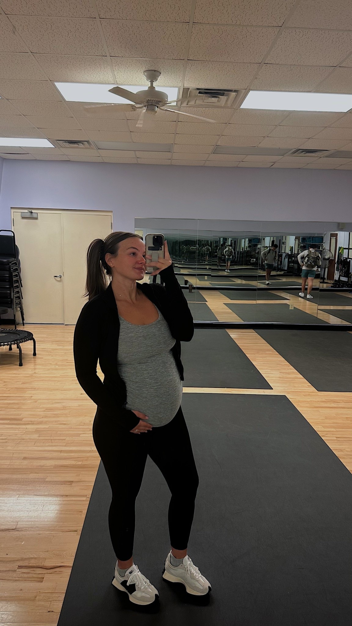 Still wearing my leggings/jacket in a pre-pregnancy smalls but the maternity tank I did a medium!🫶🏼

#LTKFindsUnder50 #LTKBump #LTKActive