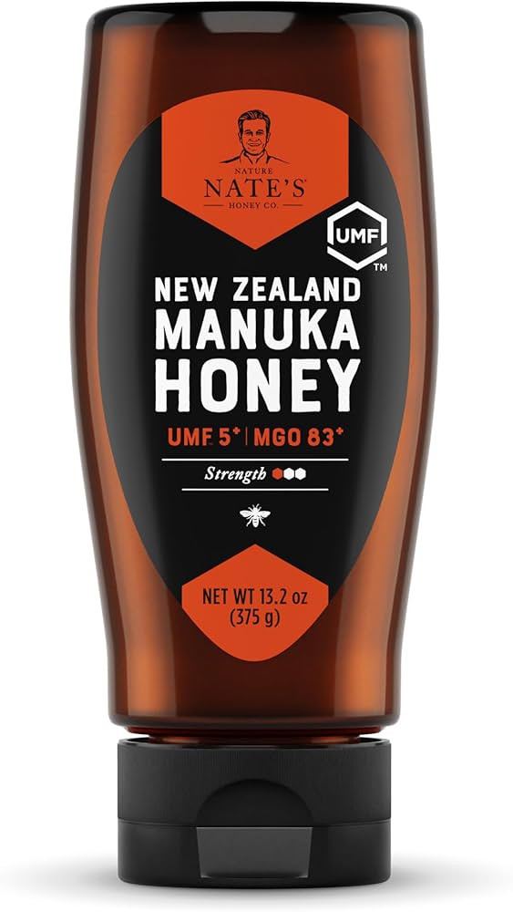 Nate's Raw Manuka Honey New Zealand MGO 83+ | UMF Certified 5+ | 13.2 oz Squeeze Bottle | Amazon (US)