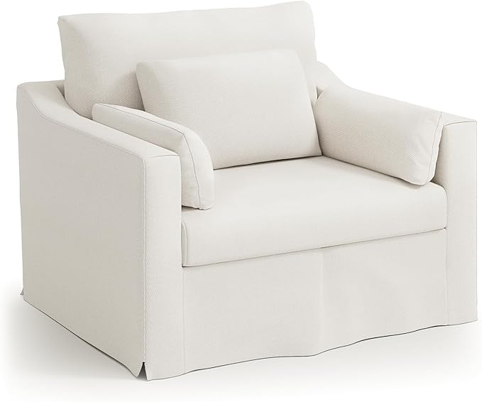 ONBRILL Oversized Accent Chair, 42 Inch Wide Slipcovered Sofa Chair with 3 Throw Pillows, Comfy R... | Amazon (US)