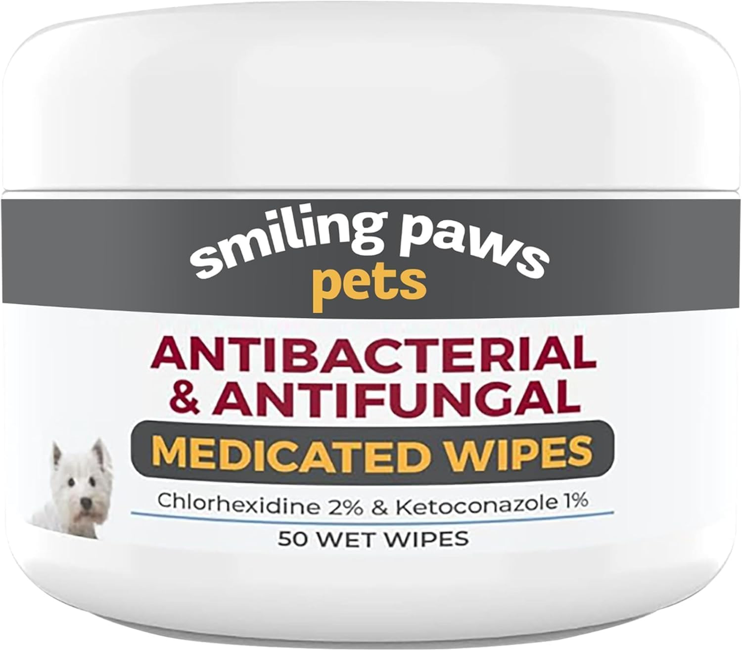 Smiling Paws Pets - Antibacterial & Antifungal Wipes for Dogs & Cats (with Chlorhexidine & Ketoconazole) | Amazon (US)
