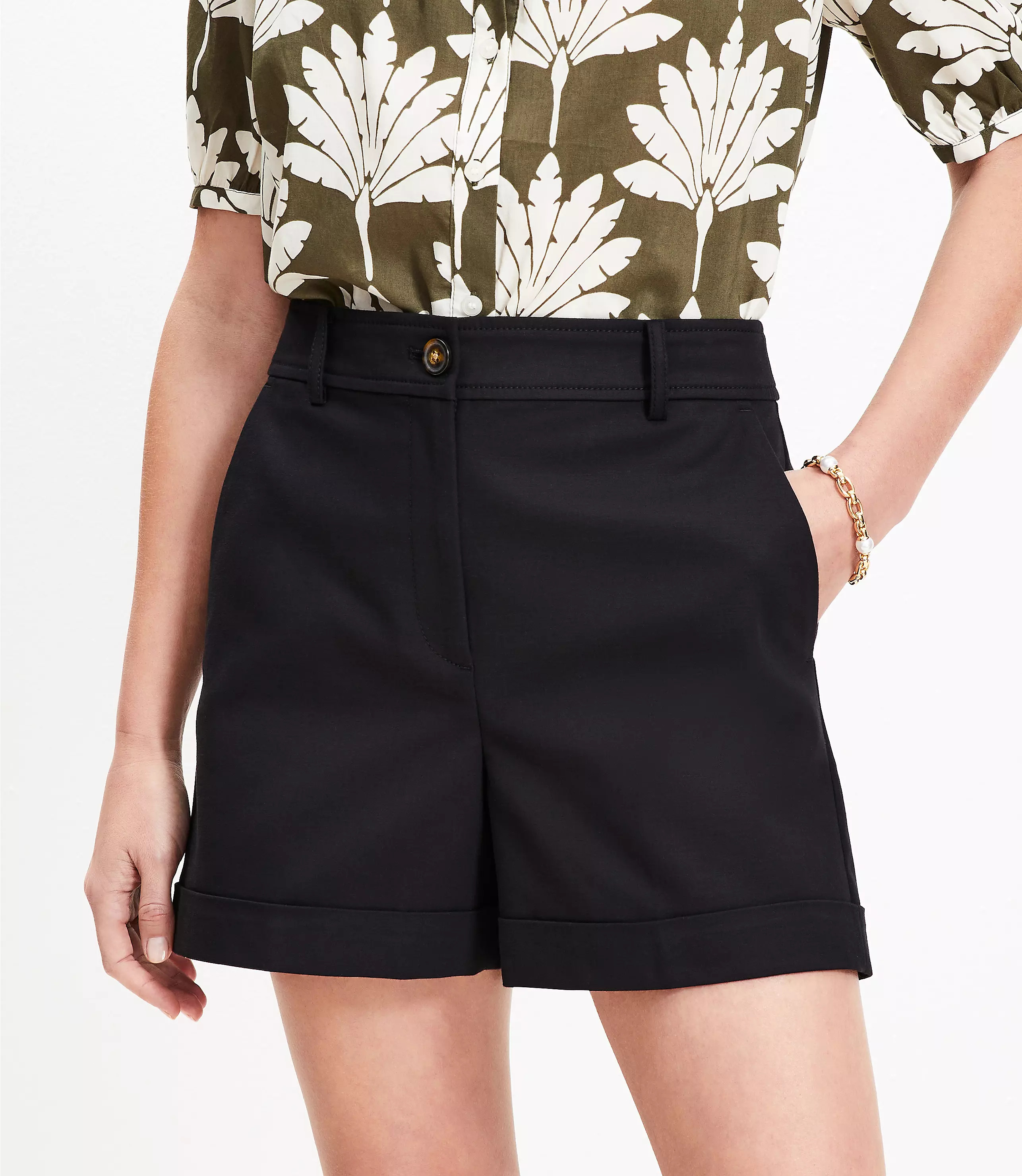 Cuffed Shorts in Doubleweave | LOFT