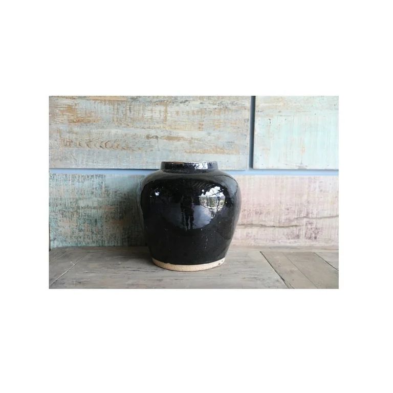 Artissance  Large Vintage Glazed Obsidian Vase w/Unfinished Base, 12 Inch Tall, Black (Size & Fin... | Walmart (US)
