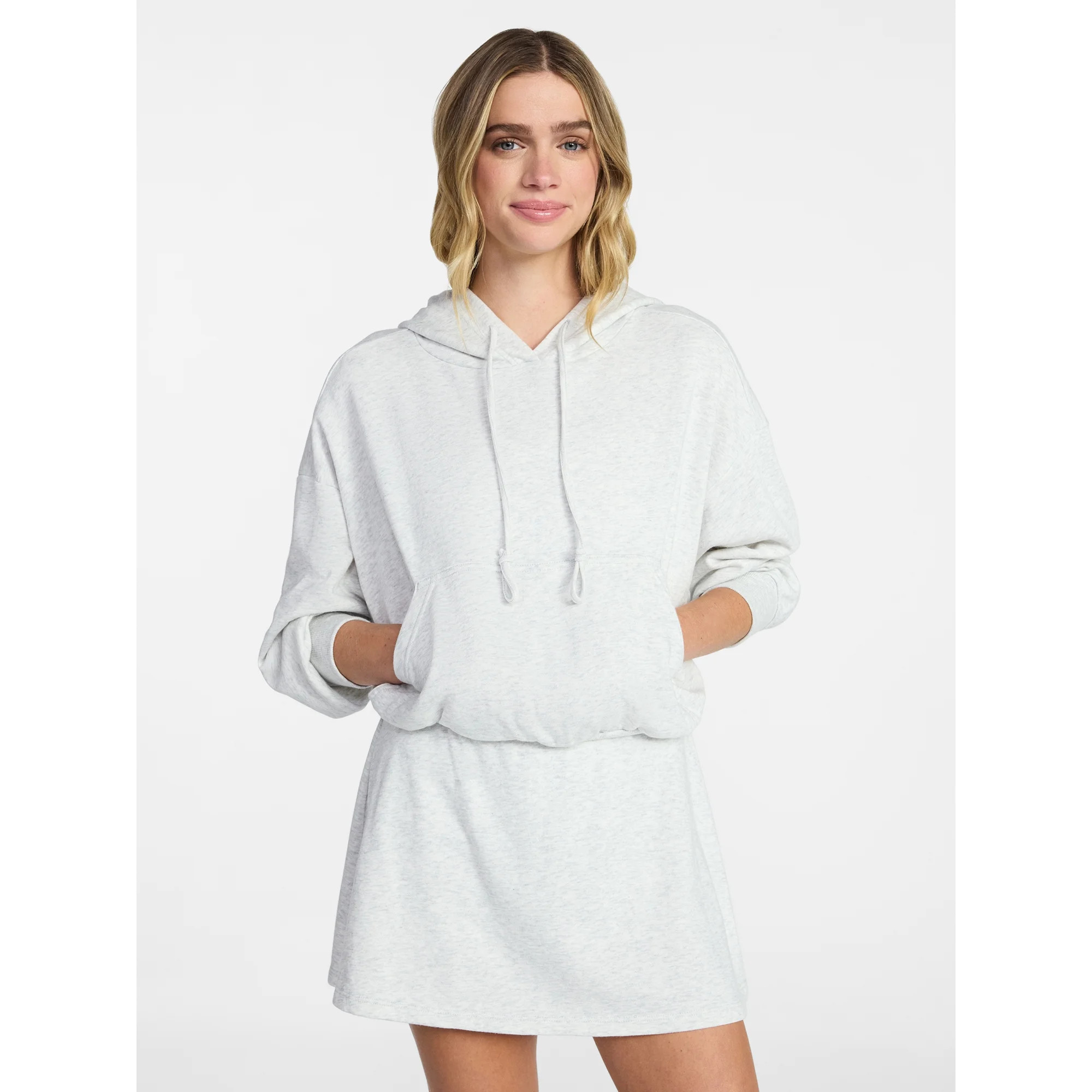 No Boundaries Bubble Hem Drawstring Hoodie, Women’s XXS-XXL | Walmart (US)