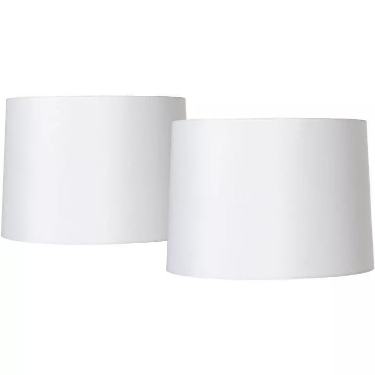 Brentwood Set of 2 Drum Lamp Shades White Fabric Medium 13" Top x 14" Bottom x 10" High Spider Re... | Target