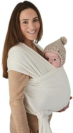 mushie Baby Wrap Carrier | 100% Organic Cotton | Infant Sling for Newborn and Babies 8-35 lbs (Iv... | Amazon (US)