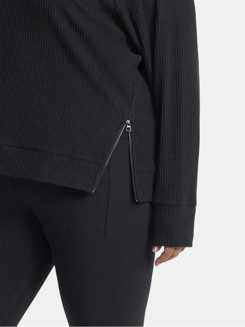 Avia Women's and Women's Plus Corded Mock Neck Pullover with Long Sleeves, Sizes XS-4X | Walmart (US)