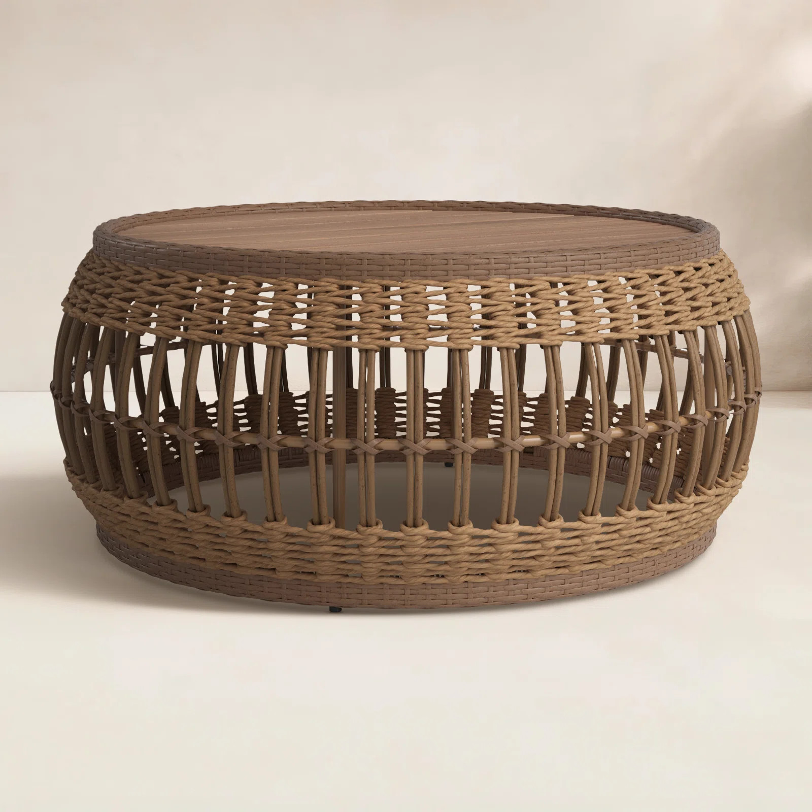 Dunkirk Round Wicker Outdoor Coffee Table , 24'' in. W 34'' in. D | Wayfair North America
