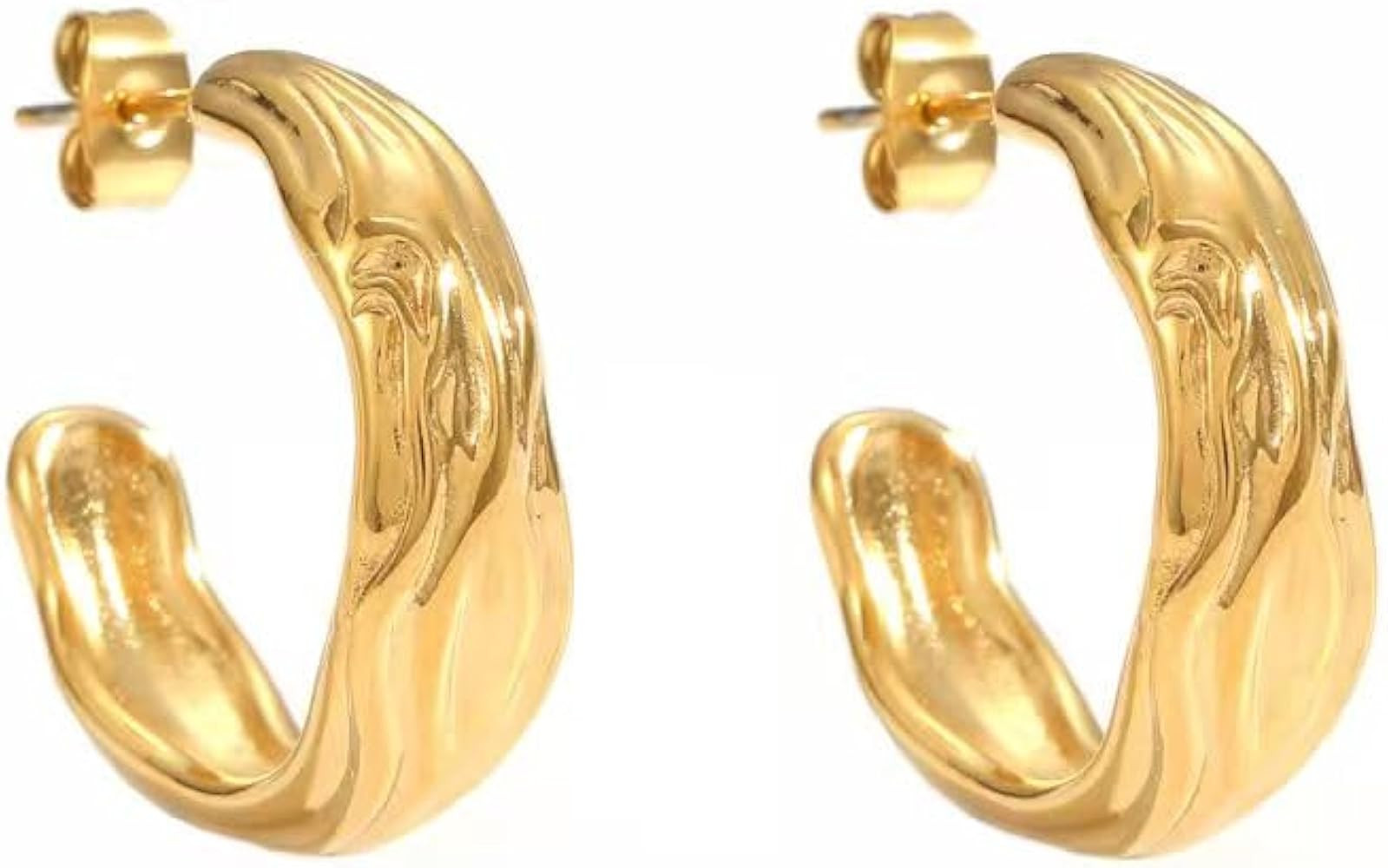 2026 Golden Earrings Business Casual Multifunctional Style，1.0 Inch Gold Stainless Steel Hoop E... | Amazon (US)