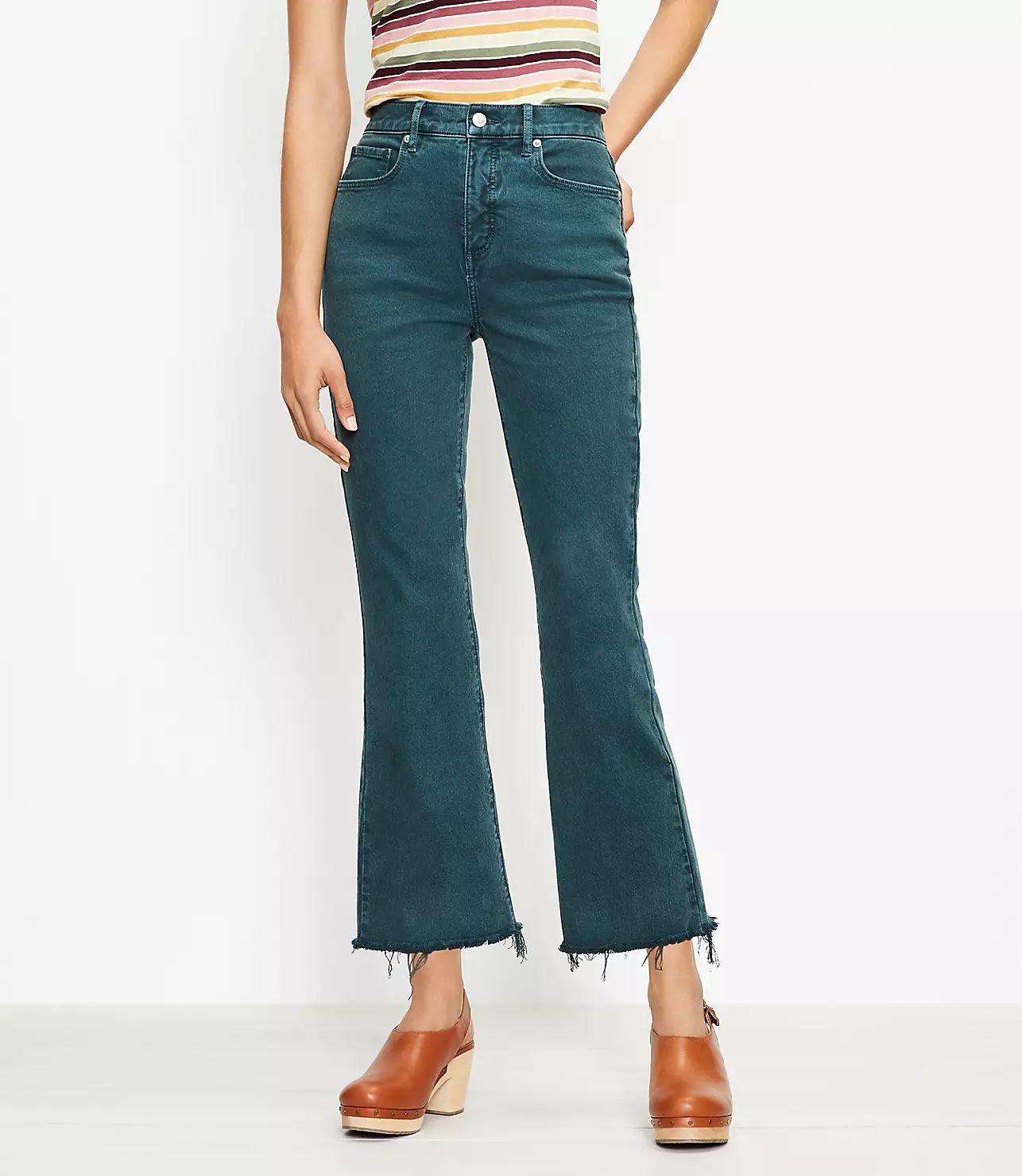 High Rise Kick Crop Jeans | LOFT