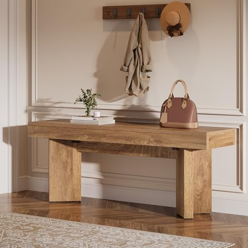 Tribesigns 47" Wooden Entryway Bench, Farmhouse Indoor End of Bed Bench, Long Table Benches Seat for Bedroom, Hallway, Foyer, End of Bed (Rustic Brown) | Amazon (US)