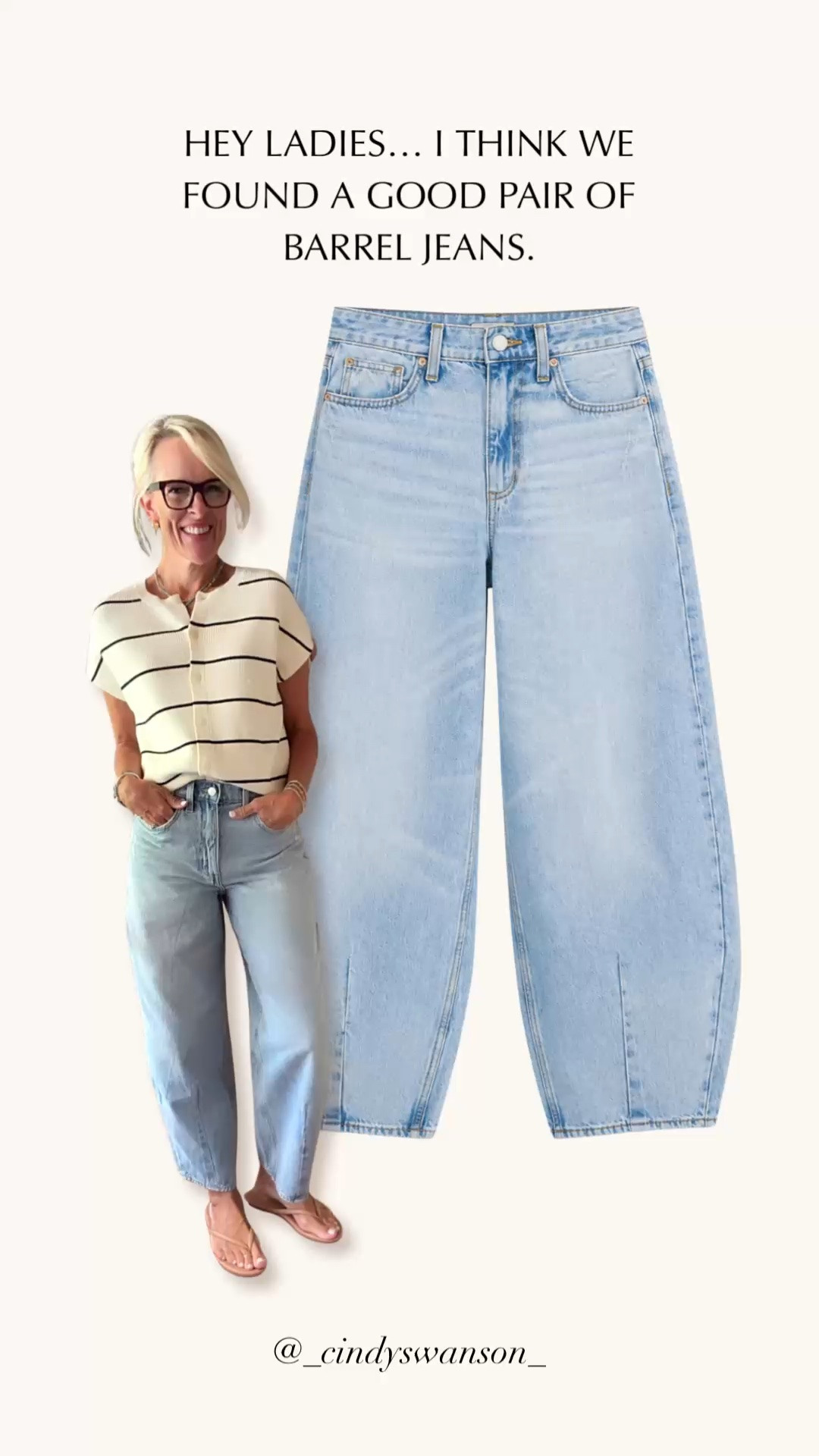 These Target barrel jeans are such a good find. The light wash, relaxed shape, and comfortable fit make them an easy everyday staple, and I love them enough that I ordered the darker wash, too. I sized down to a 4 from my usual 6 for a little less fabric through the leg.

💡 LTK MADE EASY
❤️ Heart = Support my posts!
🔖 Save = Get sale & restock alerts
📋 Lists = Keep favorites organized
📲 Share = Send lists and products to a friend. Hello, Christmas List!
💬 Comment = Ask me anything about what I’m wearing.:-)

#LTKootd #LTKOver40 #LTKSaleAlert