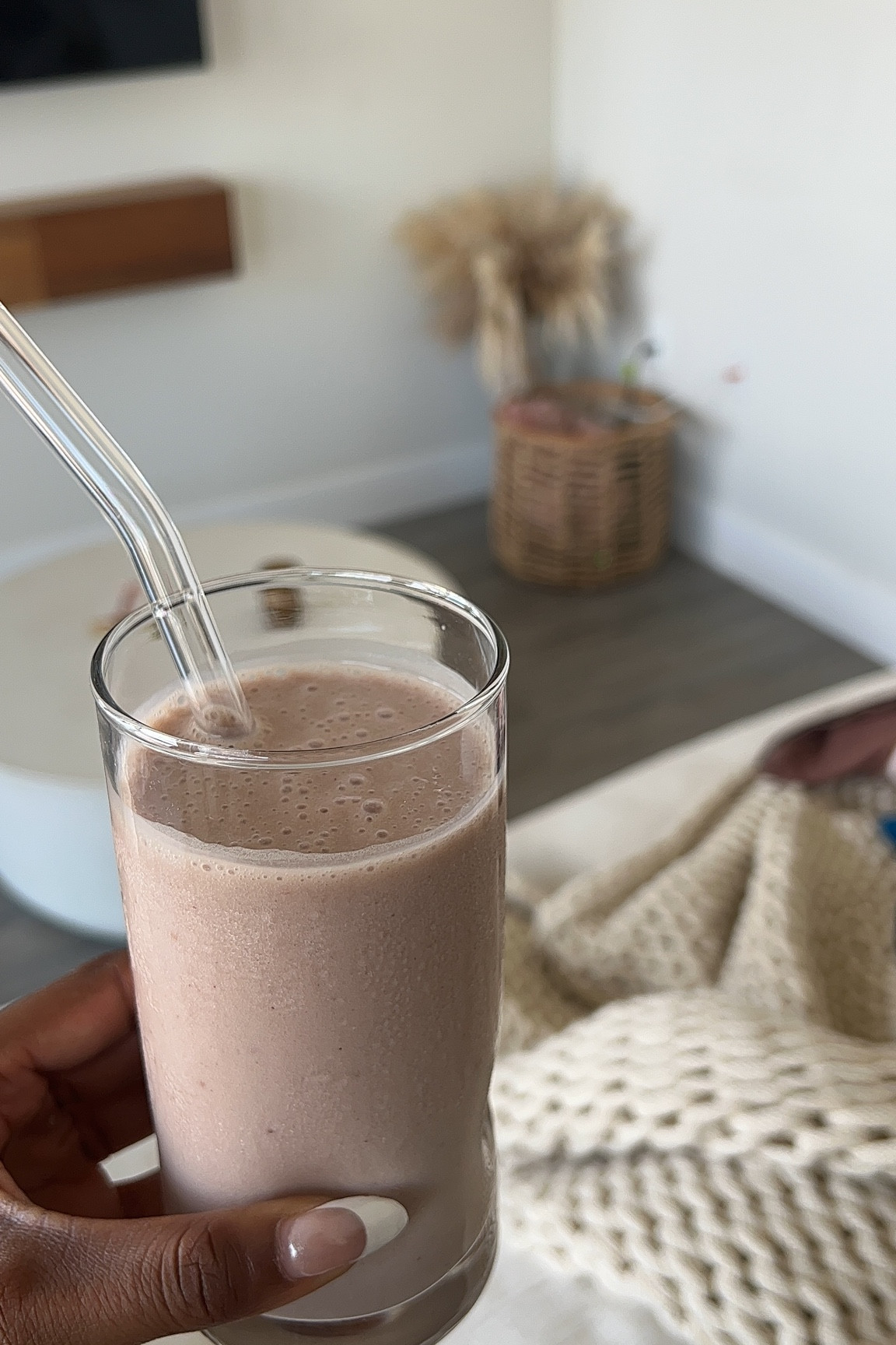 Strawberry and banana post-workout protein smoothie—with my fave glass straws and glassware 

#LTKfit #LTKunder50 #LTKhome