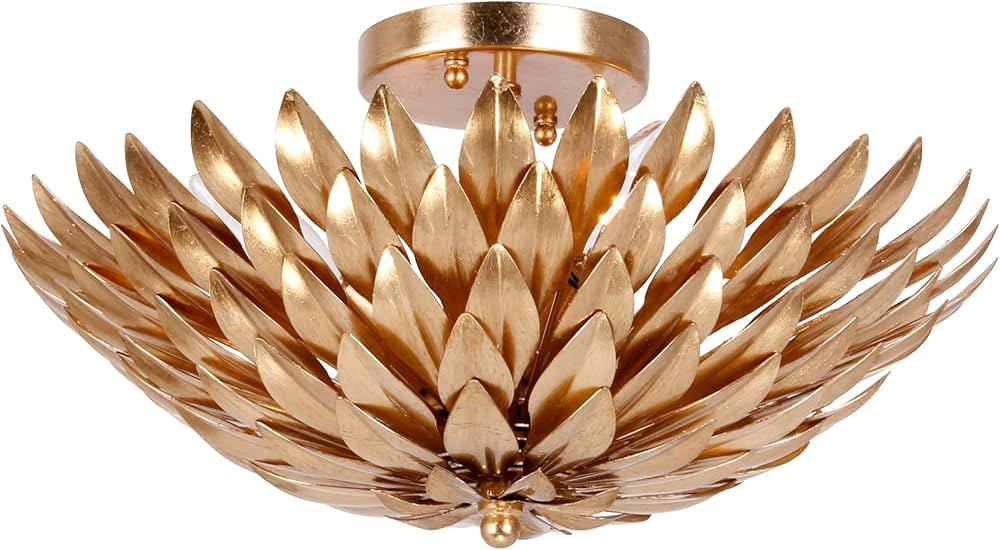 Crystorama Broche 4 Light Antique Gold Semi Flush Mount | Amazon (US)