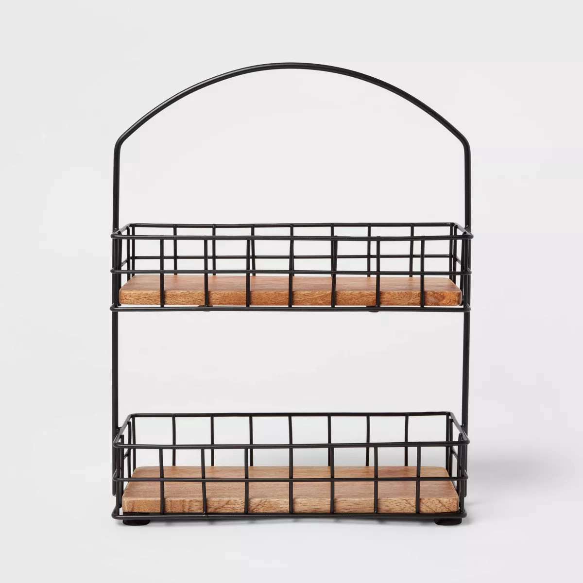 Iron and Mangowood 2-Tier Wire Spice Rack Black - Threshold™: Spice Organizer, Freestanding Kit... | Target
