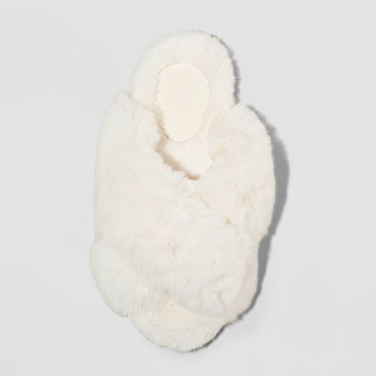 Women's Paris Crossband Fur Slide Slippers - Stars Above™ | Target