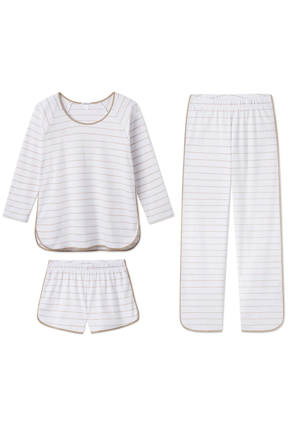 Pima Long Sleeve Bundle in Driftwood Stripe | Lake Pajamas