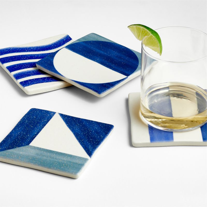Cayman Blue Tile Coasters, Set of 4 + Reviews | Crate & Barrel | Crate & Barrel
