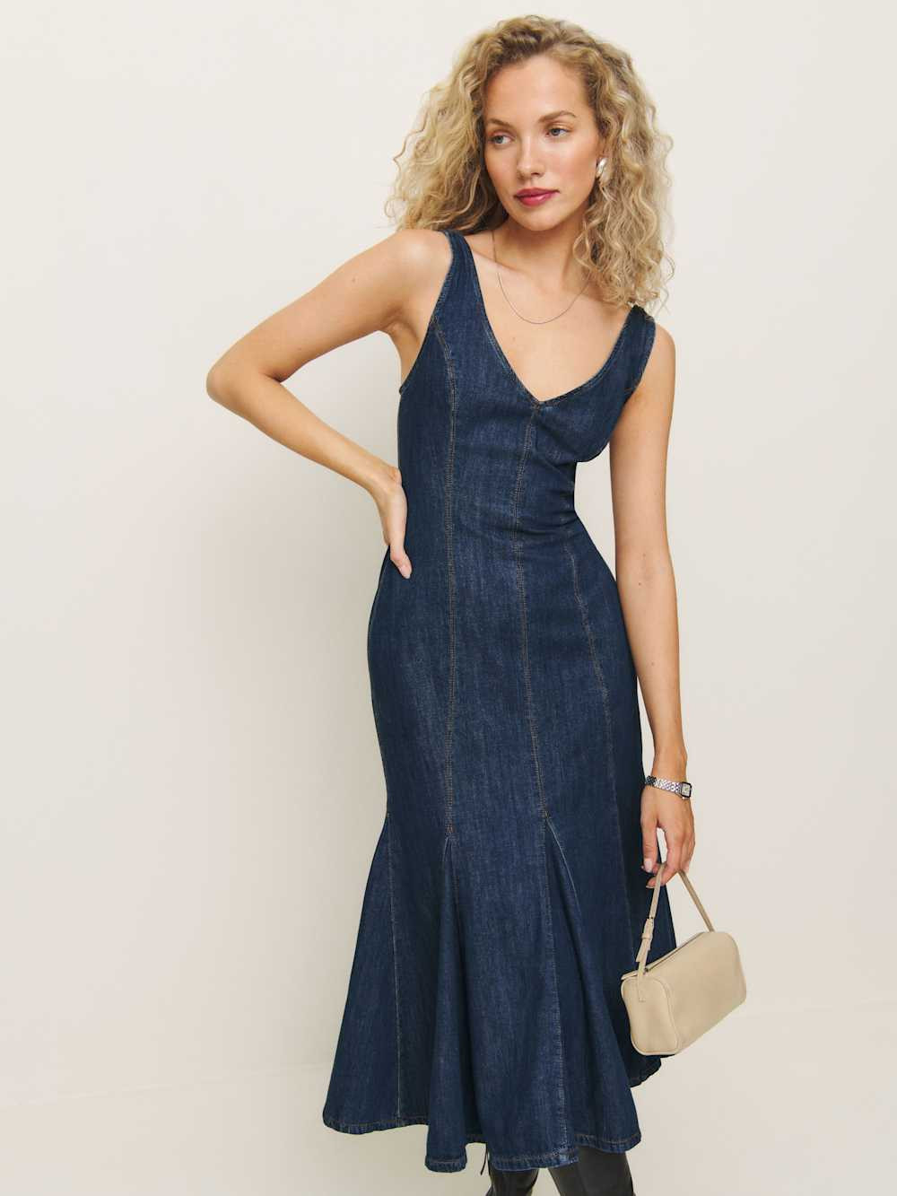 Serafina Denim Midi Dress | Reformation (Global)