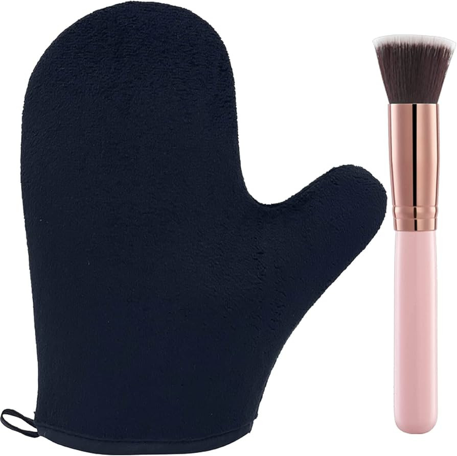2 Pack Self Tanning Mitt Applicator Kit Set, Self Tanning Glove and Self Tanner Flat Top Brush, T... | Amazon (US)