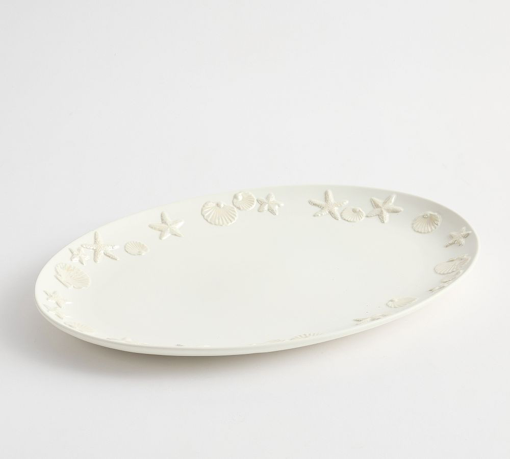 Coastal Embossed Stoneware Oval Serving Platter | Pottery Barn (US)