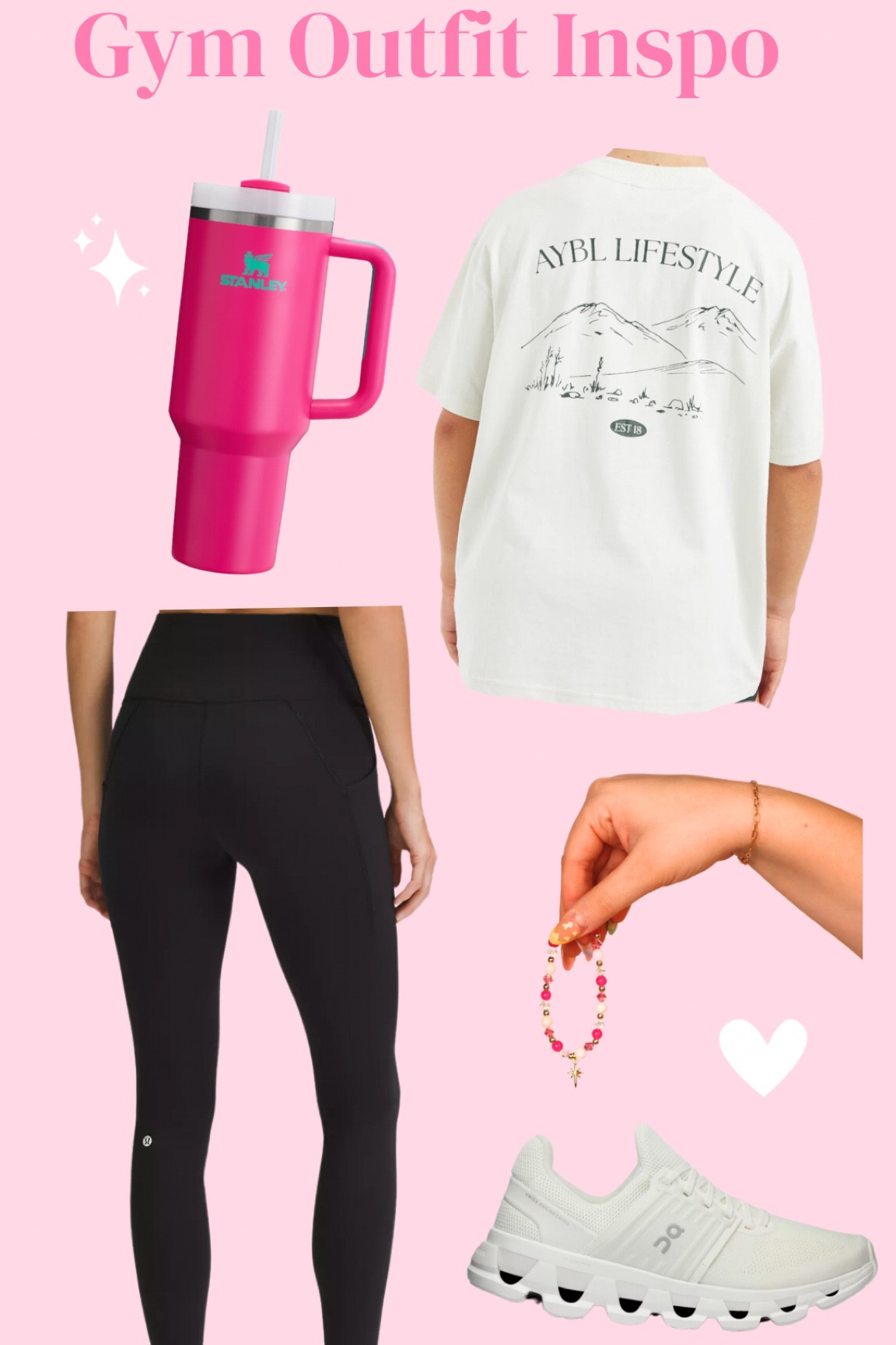 Neutral girly gym outfit 💗✨🧘🏼‍♀️ T-shirt is from AYBL and bracelet is from Coastal Boutique! 

#LTKActive #LTKFitness