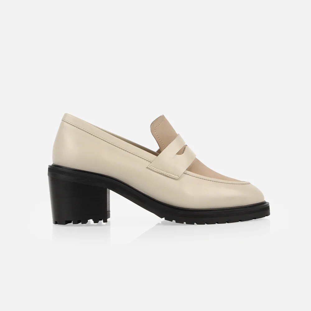 The Verona Heeled Loafer Oatmeal | Poppy Barley