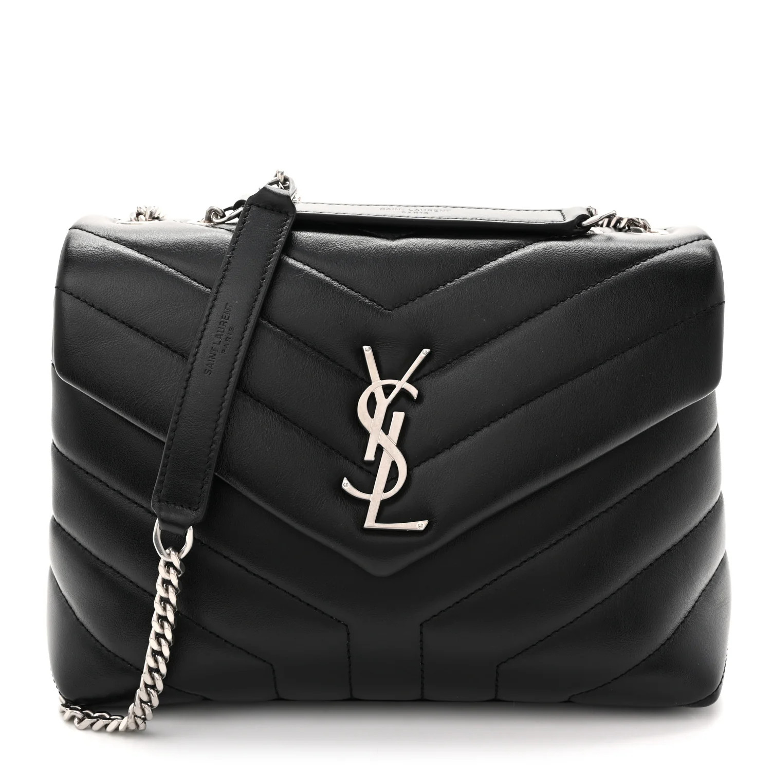 Saint Laurent Calfskin Y Quilted Monogram Small Loulou Chain Satchel Black | FASHIONPHILE (US)