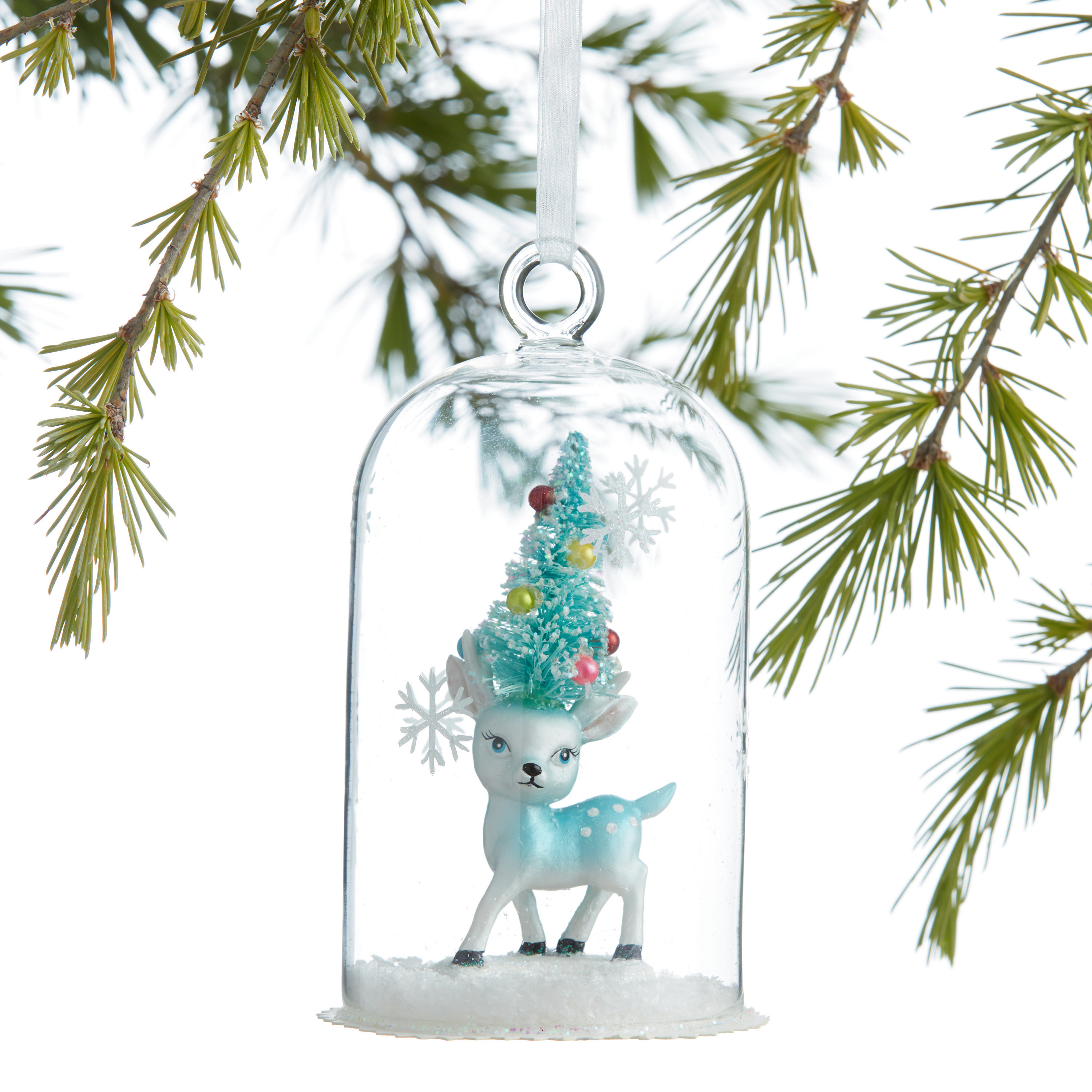 Glass Turquoise Deer Cloche Ornament - World Market | World Market