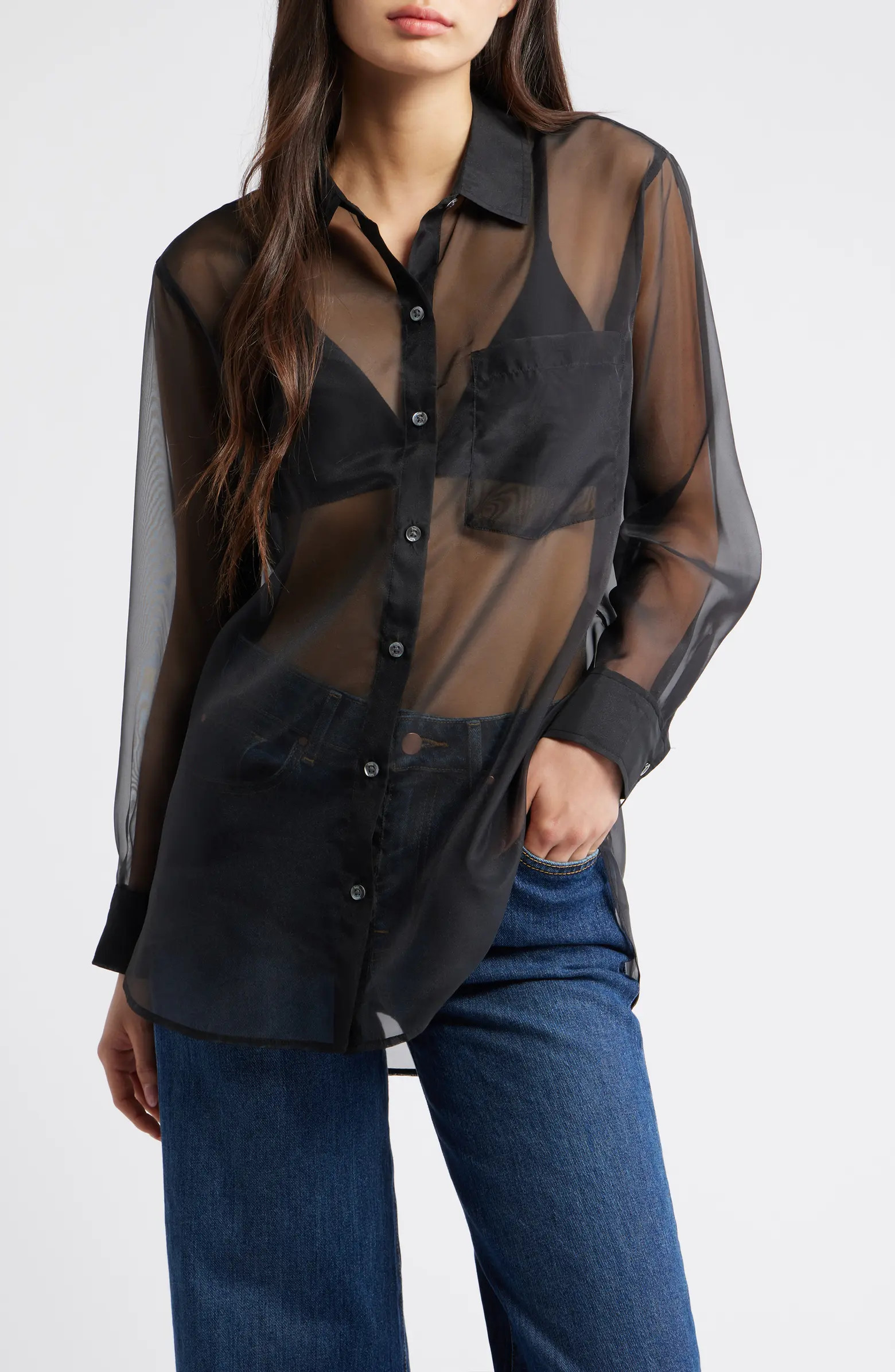 Rails Sofiya Sheer Oversize Button-Up Shirt | Nordstrom | Nordstrom