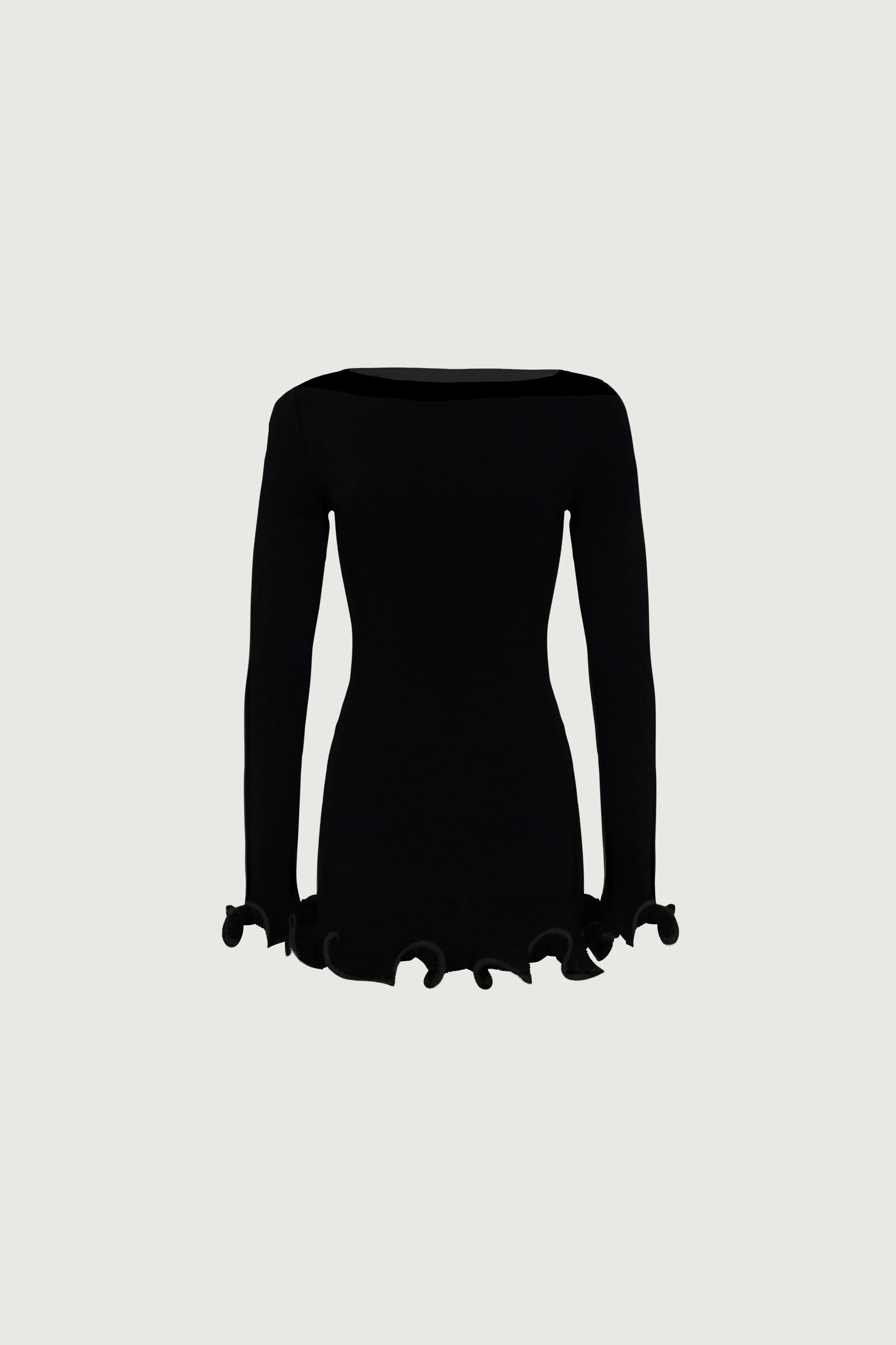 Ruffle Hem Mini Dress (Black) | SAME