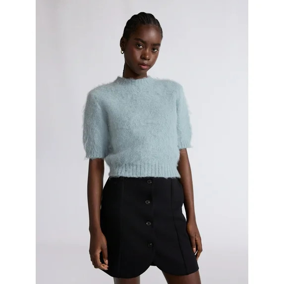 Scoop Women's and Women’s Plus Fluffy Sweater with Short Sleeves, Lightweight, Sizes XS-4X | Walmart (US)