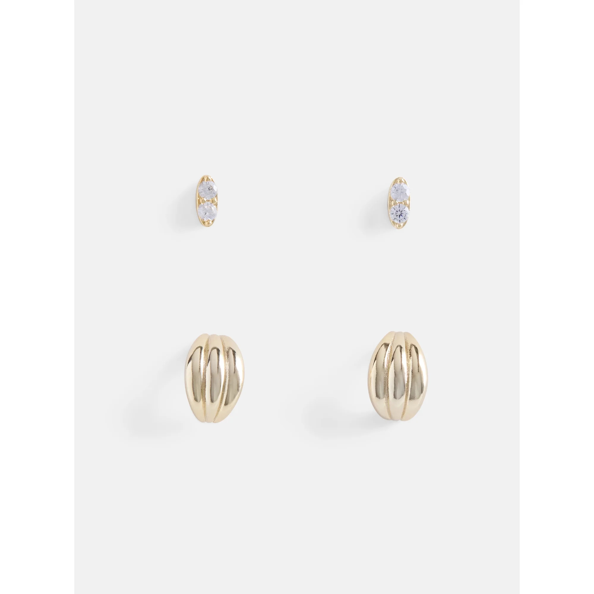 Free Assembly Women's Demi Fine 14K Gold Plated Cubic Zirconia and Half Hoop Earring Set, 2-Pairs | Walmart (US)