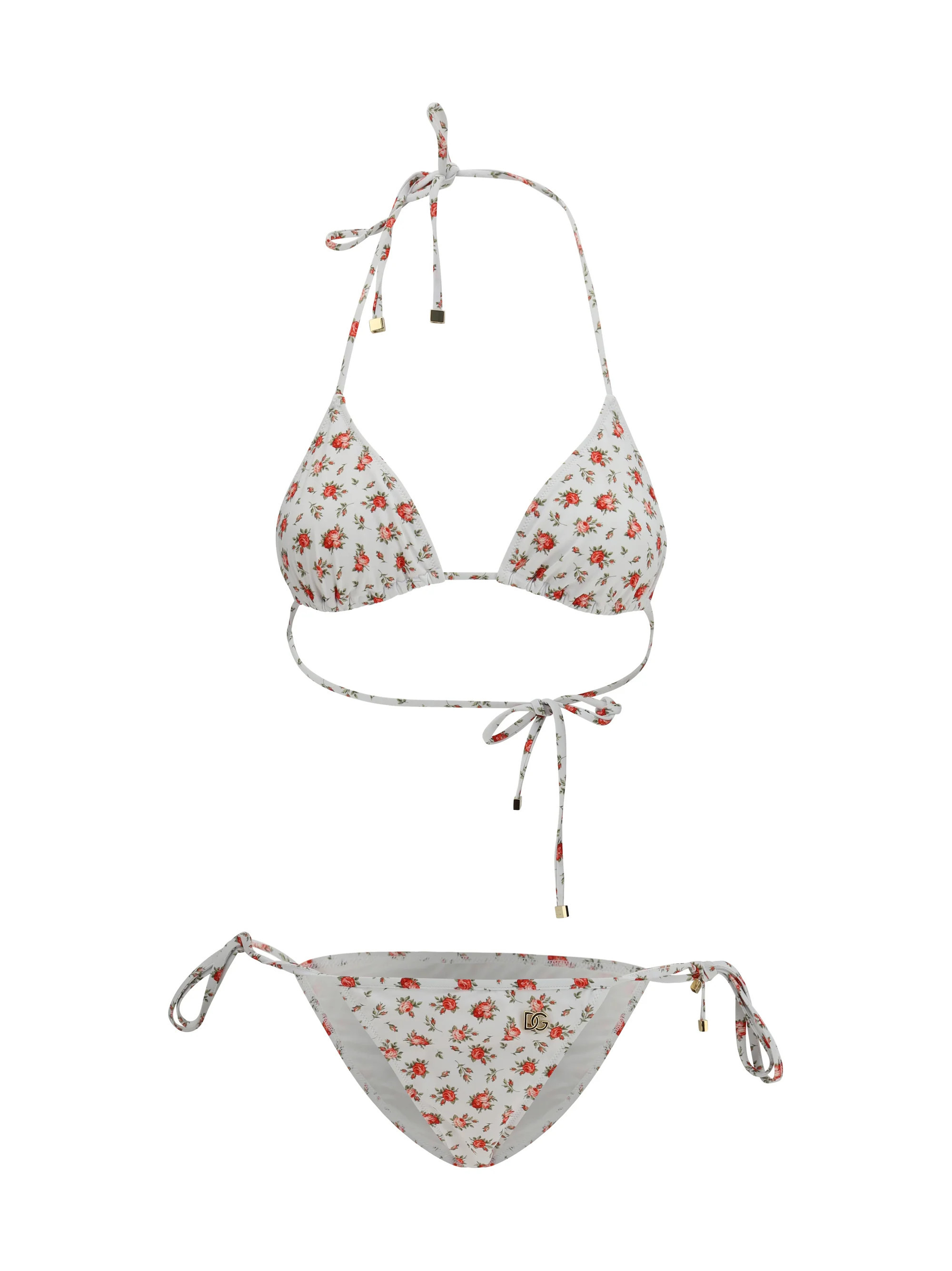 Dolce & Gabbana Roselline Print Triangle Bikini — Beige | Italist Inc.