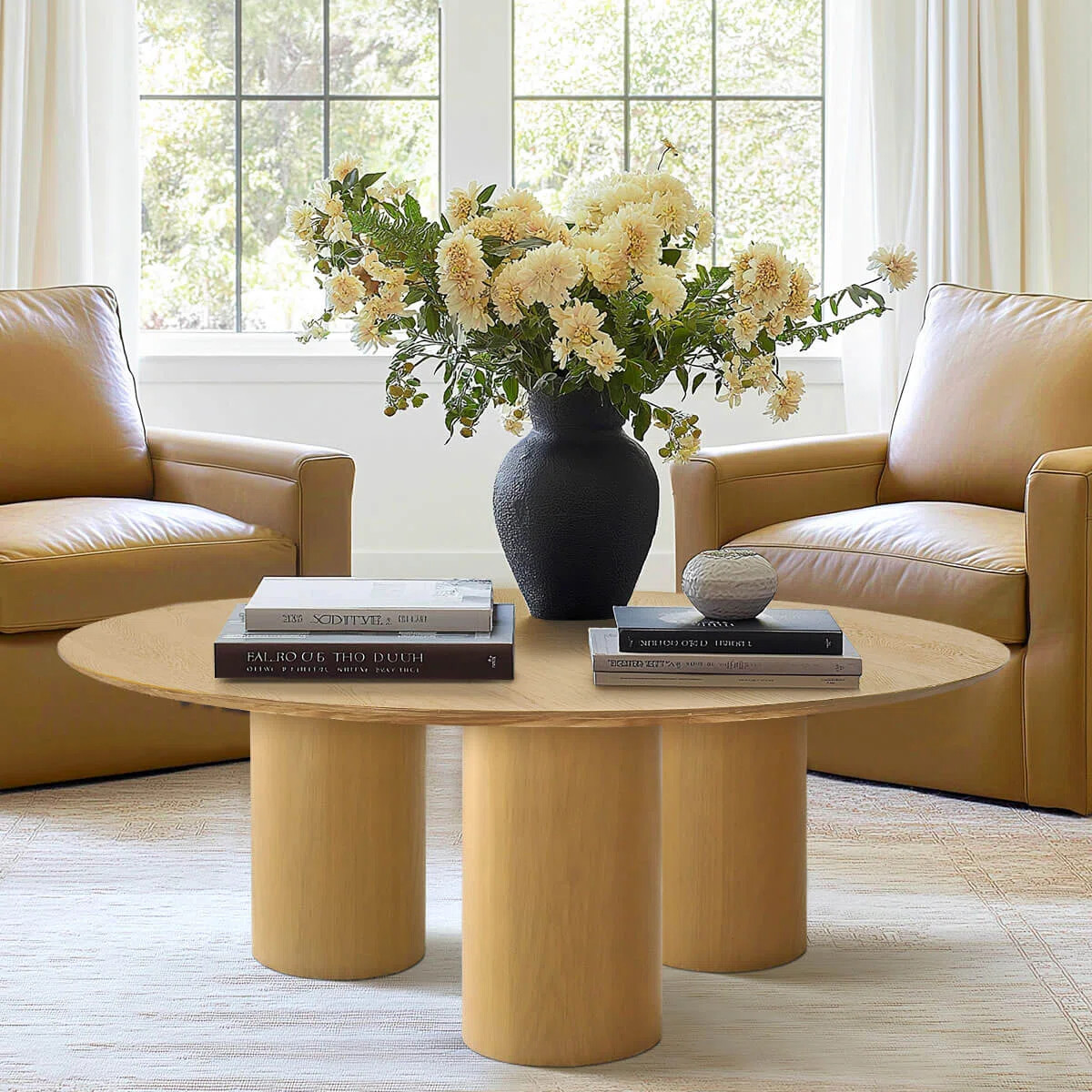 40" Drum   With 3 Legs Pedestal Round Coffee Table | Wayfair North America
