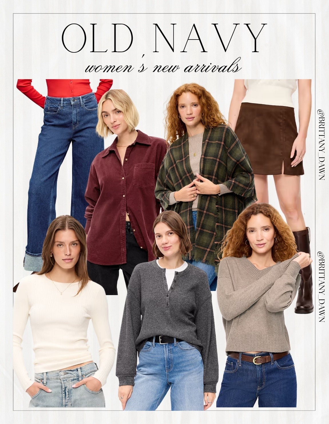 Old Navy fall new arrivals! 🍂

Cozy up your wardrobe with plaid wraps, corduroy button-downs, brown mini skirts, wide-leg denim, waffle-knit henleys, and soft crewneck sweaters. ✨

#OldNavyStyle #OldNavyHaul #FallFashion #EverydayStyle #LTKfashion #LTKshopper

#LTKSeasonal #LTKootd