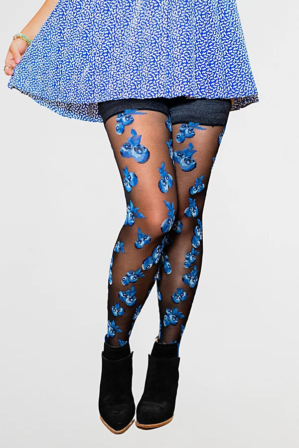 Sock Candy Blueberry Black Sheer Thigh Highs in Blue, Women's at Urban Outfitters | Urban Outfitters (US and RoW)