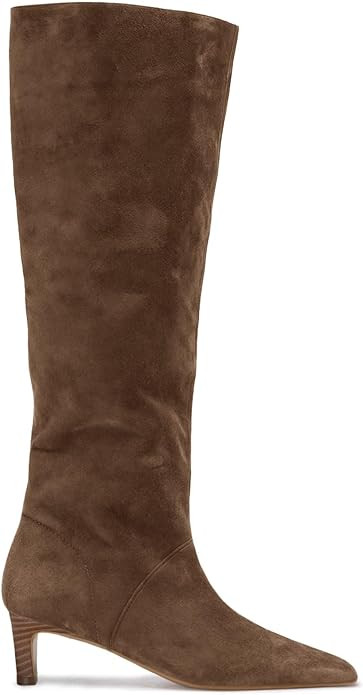 Coutgo Womens Knee High Boots Wide Calf Kitten Heel Pointed Toe Long Boots Pull On Winter Dress S... | Amazon (US)